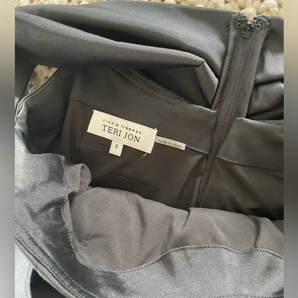 Rickie Freeman For Teri Jon Pleated Off-Shoulder Satin Column Gown - Picture 12 of 15